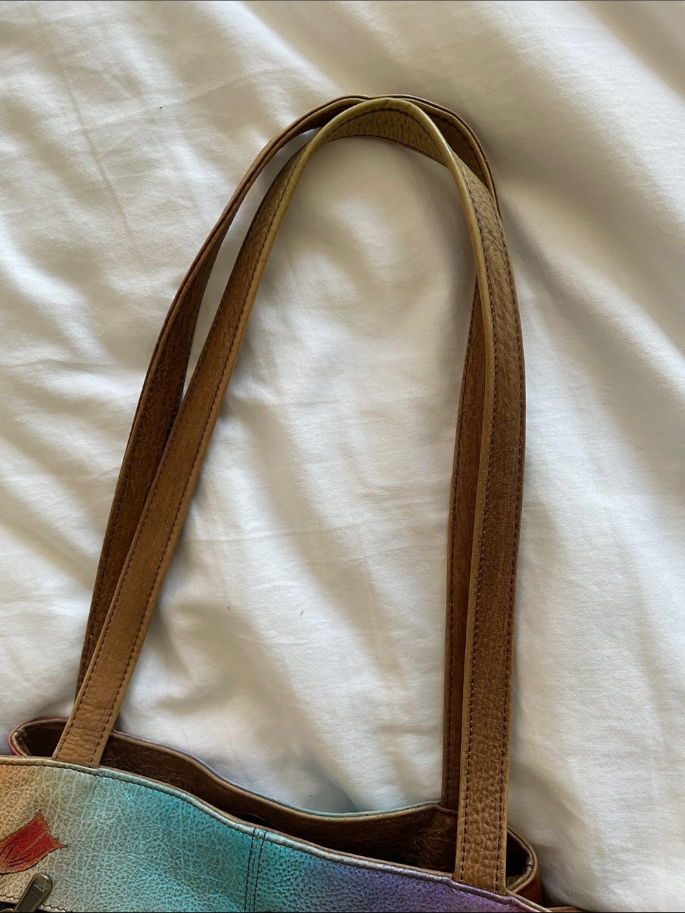 Anuschka Hand-Painted Butterfly & hibiscus floral Leather Shoulder Bag - Picture 8 of 15